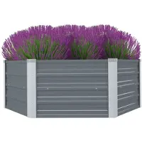 vidaXL Lit surélevé 129 x 129 x 46 cm Acier galvanisé Gris