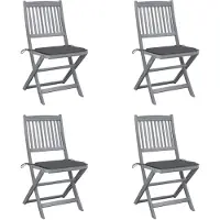 vidaXL Chaises de jardin pliantes 4 pièces avec coussins en bois massif d'acacia