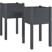 vidaXL Jardinières d'extérieur 2pcs Gris 40x40x70cm Bois de pin massif