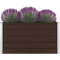 vidaXL Lit surélevé 100 x 100 x 45 cm Acier galvanisé brun