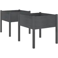 vidaXL Jardinières 2 pcs Gris 70x70x70 cm Bois de pin massif