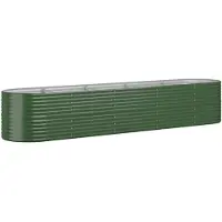vidaXL Lit surélevé Acier revêtu par poudre 368x80x68 cm Vert