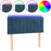 vidaXL Tête de lit LED bleu foncé 90x5x78/88 cm velours