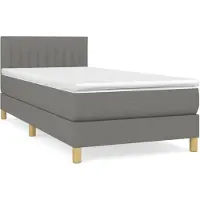vidaXL Lit boxspring avec matelas gris foncé 90x200 cm Tissu