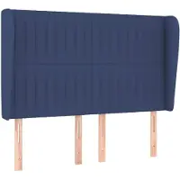 vidaXL Tête de lit avec oreilles bleu 147x23x118/128 cm Tissu