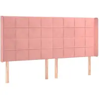 vidaXL Tête de lit avec oreilles rose 203x16x118/128 cm velours
