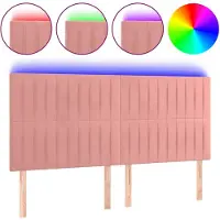 vidaXL LED Tête de lit rose 200x5x118/128 cm velours