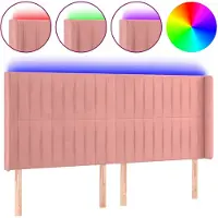 vidaXL Tête de lit LED rose 203x16x118/128 cm velours