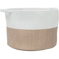 vidaXL Panier à linge marron et blanc Ø55x36 cm coton