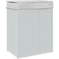 vidaXL Panier à linge avec couvercle blanc 46x33x60 cm résine tressée