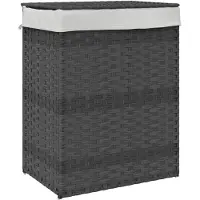 vidaXL Panier à linge avec couvercle gris 46x33x60 cm résine tressée