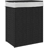 vidaXL Panier à linge avec couvercle noir 46x33x60 cm résine tressée