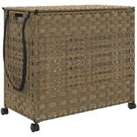 vidaXL Panier à linge avec roulettes 66x35x60 cm résine tressée