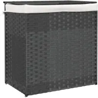 vidaXL Panier à linge avec 2 sections gris 53x35x57 cm résine tressée