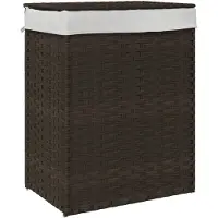 vidaXL Panier à linge avec couvercle marron foncé résine tressée