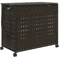 vidaXL Panier à linge avec roulettes marron foncé 66x35x60 cm