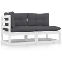 vidaXL Ensemble salon de jardin 2 pièces avec coussins blanc pin massif