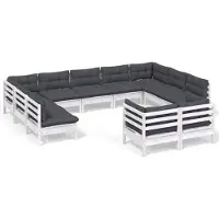 vidaXL Ensemble salon de jardin 11 pièces avec coussins blanc pin massif