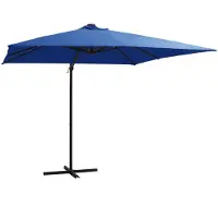 vidaXL Parapluie avec éclairage LED Mât en acier 250x250 cm bleu azur