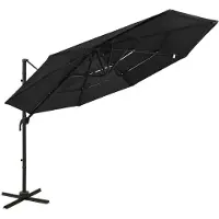 vidaXL Parasol avec mât en aluminium 4 couches noir 3x3 m