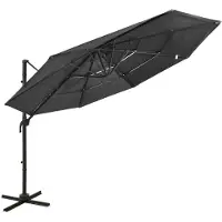 vidaXL Parasol avec mât en aluminium 4 couches anthracite 3x3 m