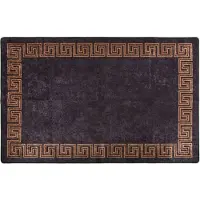 vidaXL Tapis lavable antidérapant 80x150 cm Noir et doré