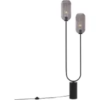 QAZQA Lampadaire Art déco noir avec verre fumé 2 lumières - Rid