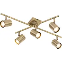 QAZQA Plafonnier moderne en bronze 5 lumières réglable rectangulaire - Jeana
