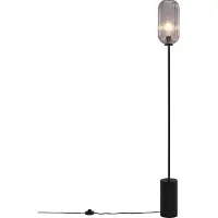 QAZQA Lampadaire Art déco noir avec verre fumé - Rid