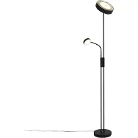 QAZQA Lampadaire noir avec LED et variateur avec liseuse - Kelso