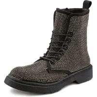 LASCANA Bottines à lacets noir / argent