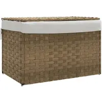 vidaXL Panier à linge avec couvercle 55,5x35x34 cm résine tressée