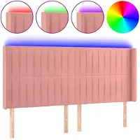 vidaXL Tête de lit LED rose 183x16x118/128 cm velours