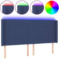 vidaXL Tête de lit LED bleue 183x16x118/128 cm Tissu