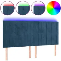vidaXL Tête de lit LED bleu foncé 160x5x118/128 cm velours