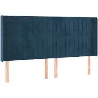 vidaXL Tête de lit avec oreilles bleu foncé 163x16x118/128 cm velours