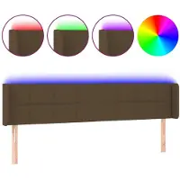 vidaXL Tête de lit LED brun foncé 163x16x78/88 cm Tissu