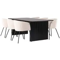 Ebuy24 Vail ensemble pour salle à manger table noir et 6 berit chaises beige.
