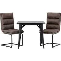 Ebuy24 Tempe ensemble pour salle à manger table noir et 2 Zizo chaises marron.