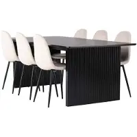 Ebuy24 Vail ensemble pour salle à manger table noir et 6 Polar chaises beige.