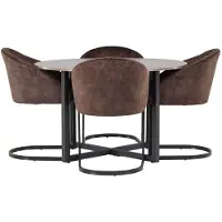 Ebuy24 Durango ensemble pour salle à manger table noyerReproduction et 4 Evening chaises marron.