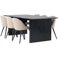Ebuy24 Vail ensemble pour salle à manger table noir et 6 Velvet chaises beige.