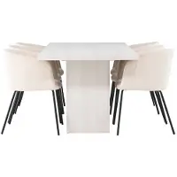 Ebuy24 Olga ensemble pour salle à manger table blanc et 6 berit chaises beige.