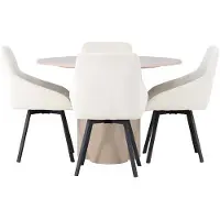 Ebuy24 Olivia ensemble pour salle à manger table whitewash et 4 Rosie chaises beige.