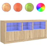 vidaXL Sideboard avec lampes LED Chêne Sonoma 162x37x67 cm
