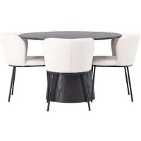 Ebuy24 Lanzo ensemble pour salle à manger table mocca et 4 Edina chaises blanc.