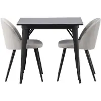 Ebuy24 Tempe ensemble pour salle à manger table noir et 2 Velvet chaises gris.