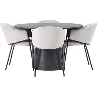 Ebuy24 Lanzo ensemble pour salle à manger table mocca et 4 Evelina chaises gris.