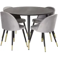 Ebuy24 Dipp ensemble pour salle à manger table noir et 4 Velvet chaises gris.