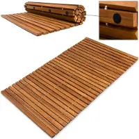 Casaria Tapis de bain en bois d'acacia huilé anti-dérapants
